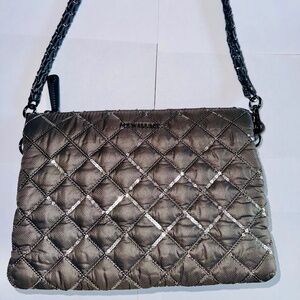 MZ WALLACE PIPPA IN CHARCOAL GRAY WITH GUNMETAL SEQUINS AND ACCENTS
